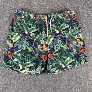 OAS Swim Trunks Men Medium Forrest Floral Birds Beach Coastal Nautical Lined